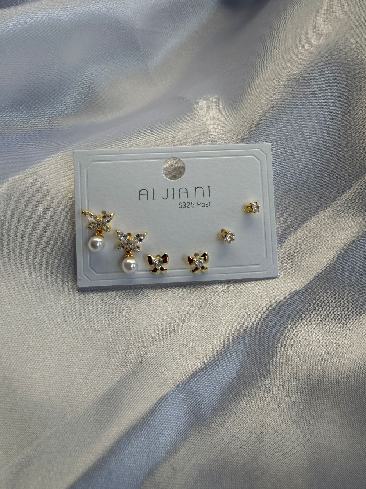 Three Tone Butterfly Earrings