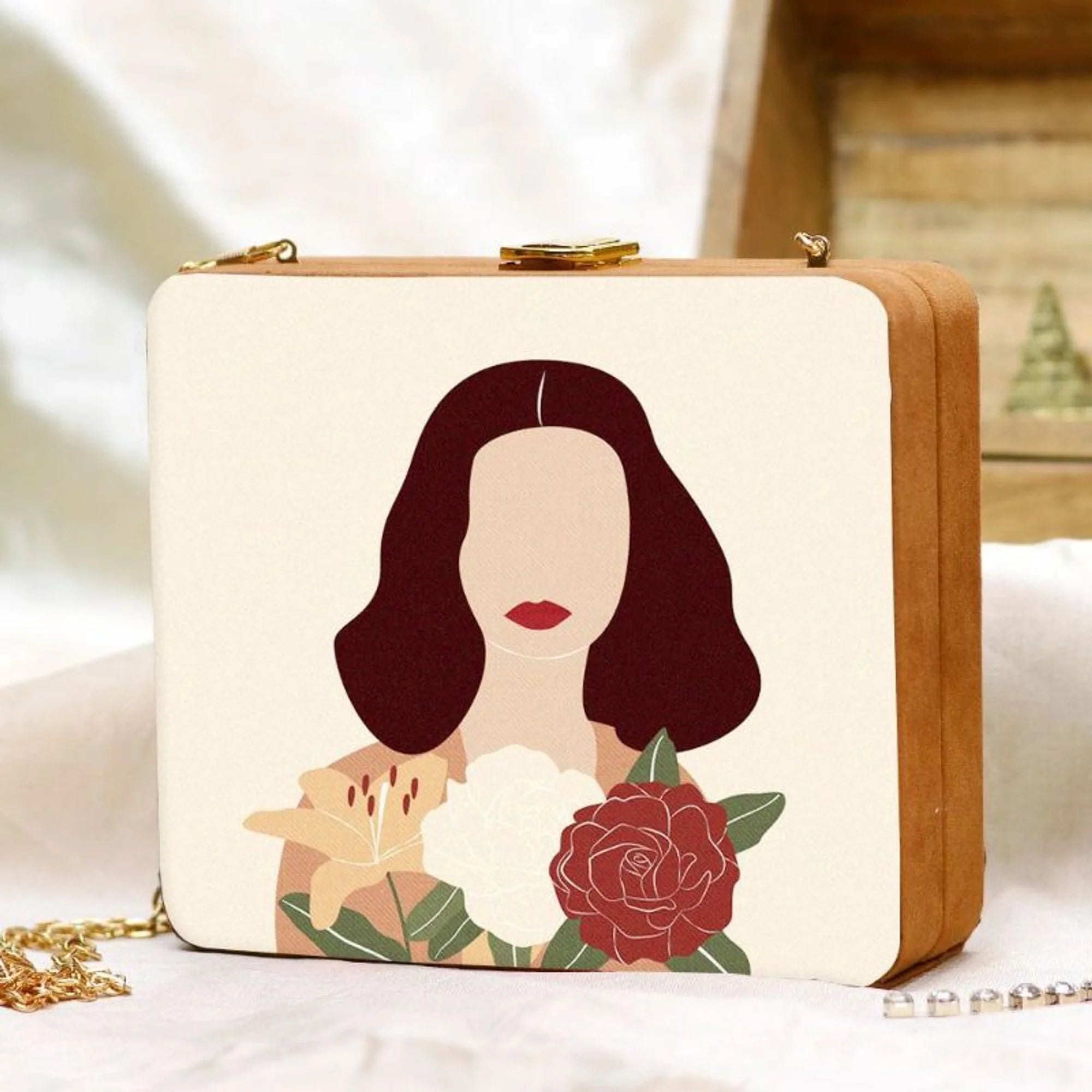 Swanky Women Printed Wooden Clutch