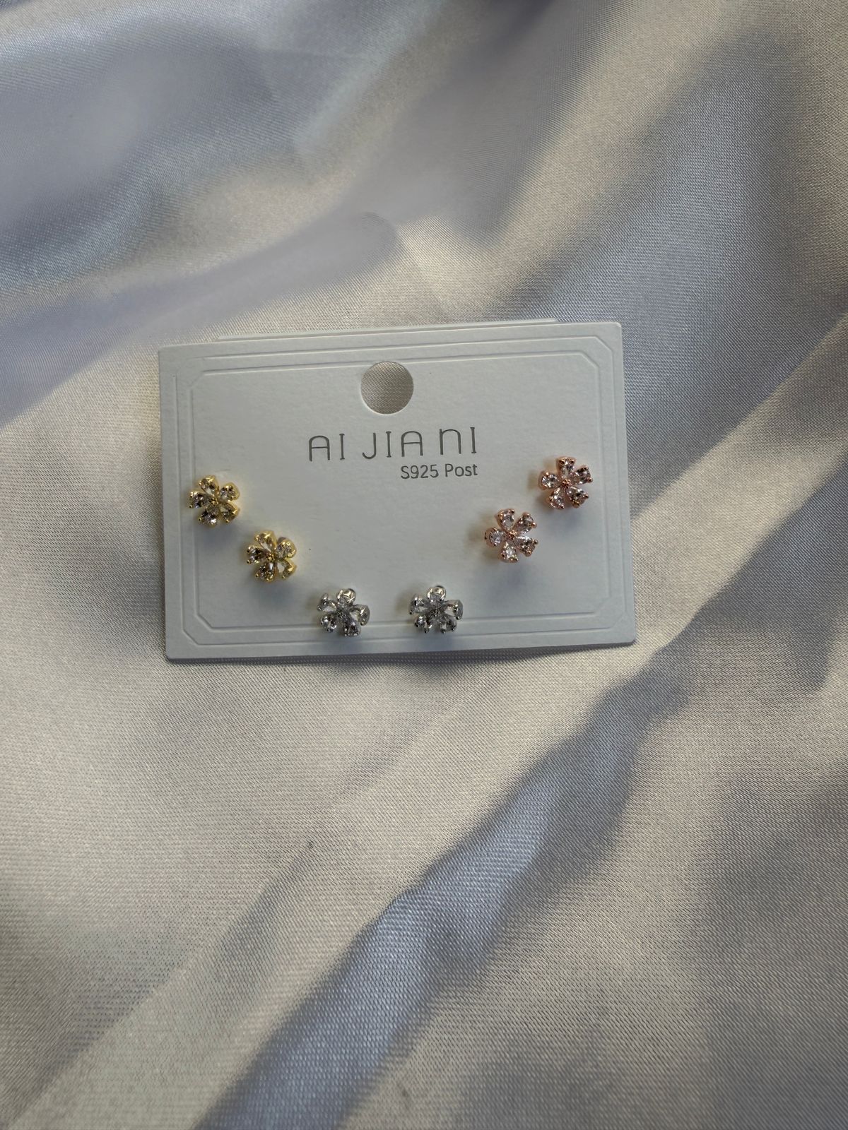Three Tone Flower Earrings