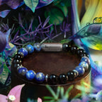 Knowledge Gloss Onyx And Lapis Lazuli Natural Stone Bracelet