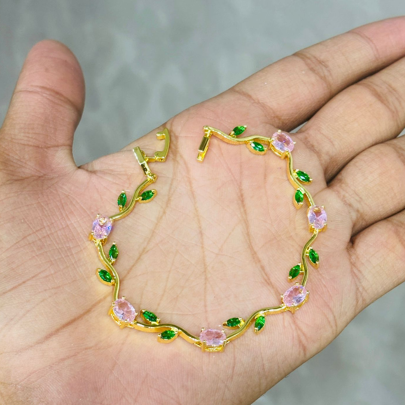 Pink Green Tulip Bracelet