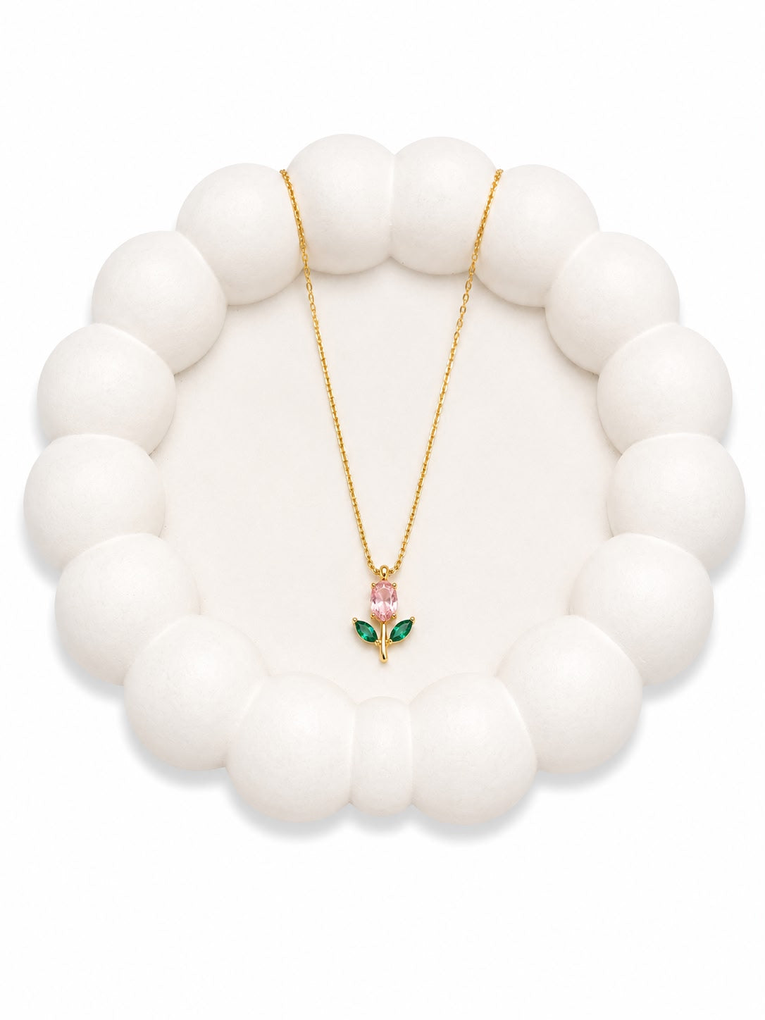 Pink Green Tulip Necklace