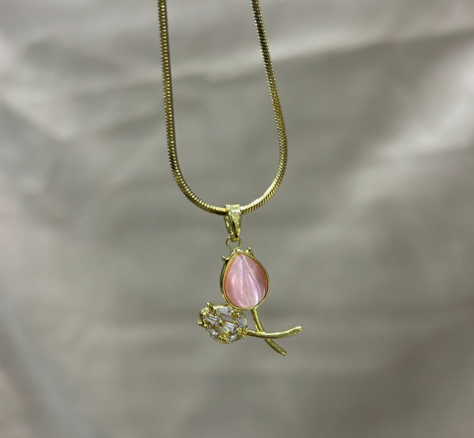 Pink Rose Necklace