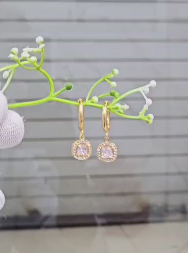 White Border Hanging Hoops Earrings