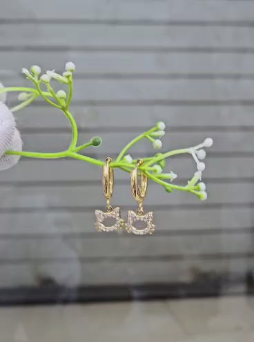 Cat Eye Hanging Hoops Earring