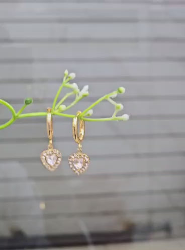 Heart Hanging Hoops Earrings