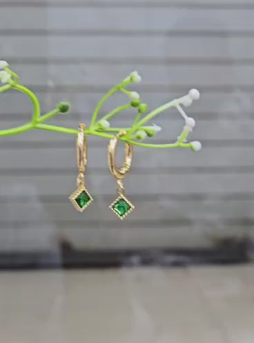 Chimes Green Hanging Hoops Earrings
