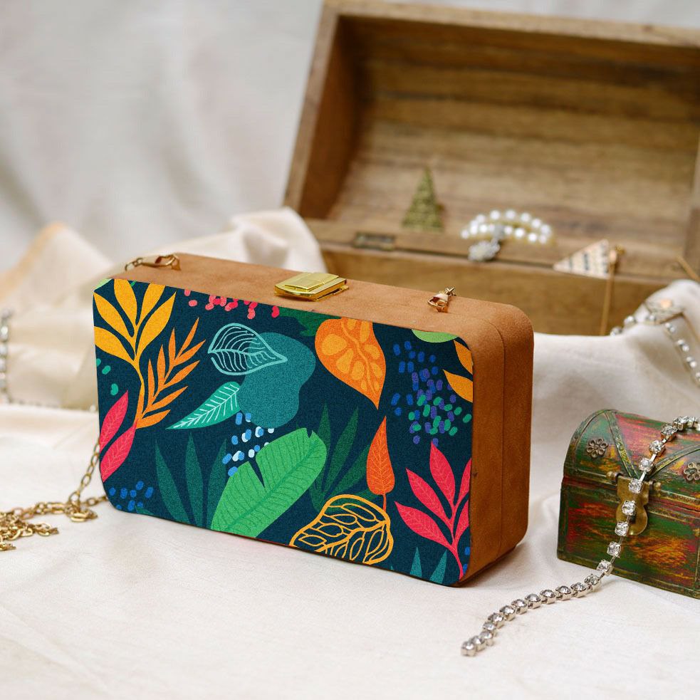 Abstract Print Rectangular Clutch