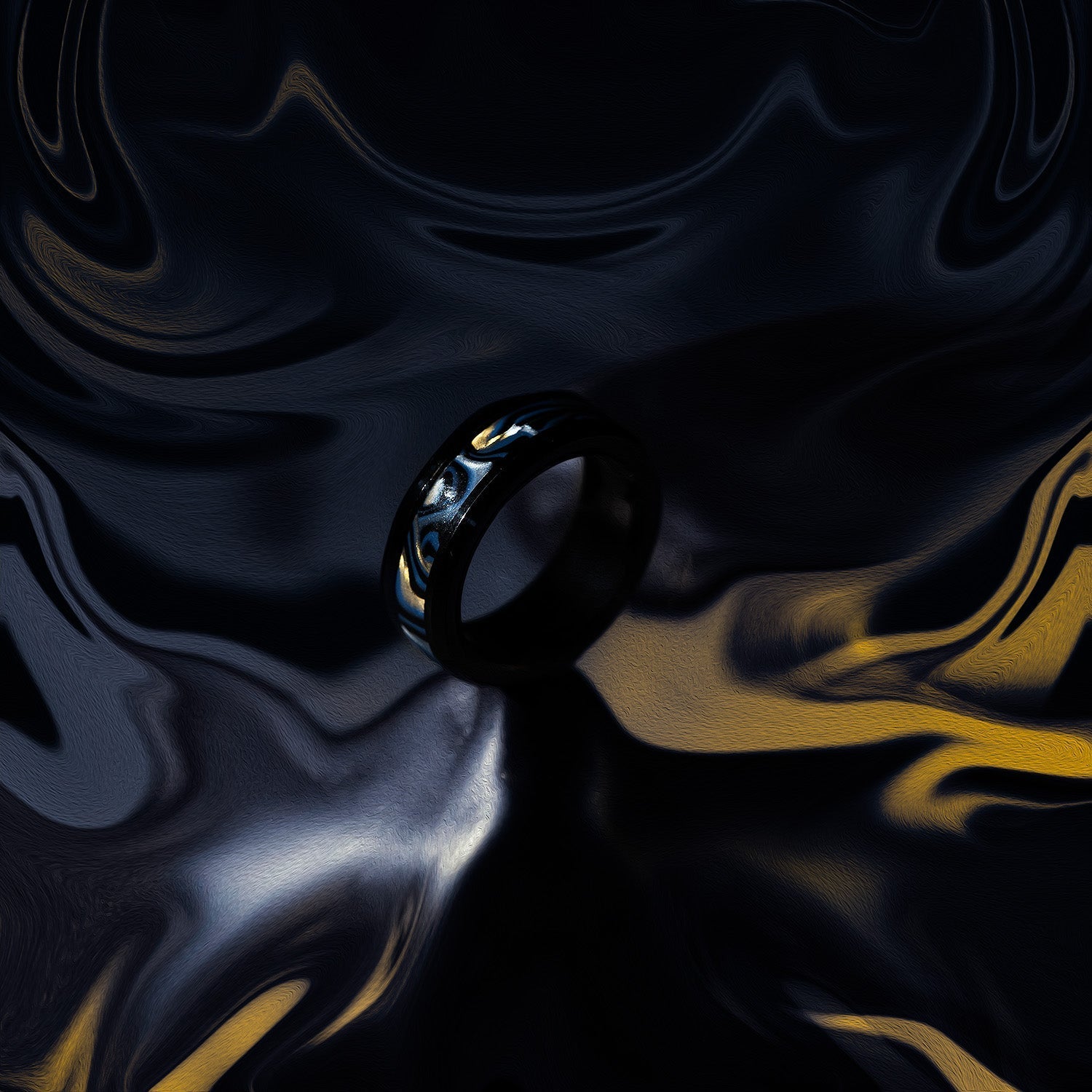 Black Damascus Inlay Ring